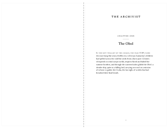 The Archivist folded as a zine: the first sheet, page 1 on the right of the fold